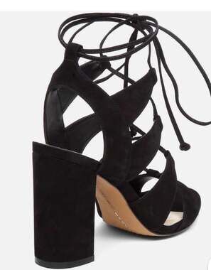 Vince Camuto party Lace Up Block Heel Sandals Black boho Gladiator Heels 6.5